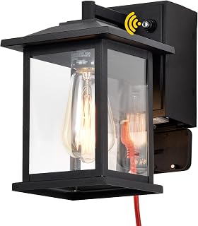 Dusk to Dawn Outdoor Porch Lights,Outdoor Wall Lantern with GFCI Outlets,Waterproof Wall Sconce,Rust Resistant Wall Mount Outdoor Lights Fixture,Garage Door Front Exterior Lights (Bulbs Not Included)