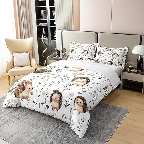 Miniatura 3 de Funda de edredón de erizo rústico 100% algodón para niños y niñas, juego de ropa de cama para niños, funda de edredón de animales de dibujos