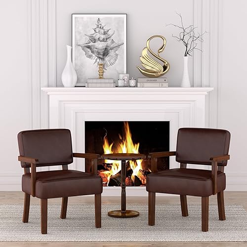 Miniatura 6 de Silla decorativa, de piel sintética, de gran tamaño, con asiento suave y reposabrazos para sala de estar, comedor, dormitorio, sala de lectura, sala