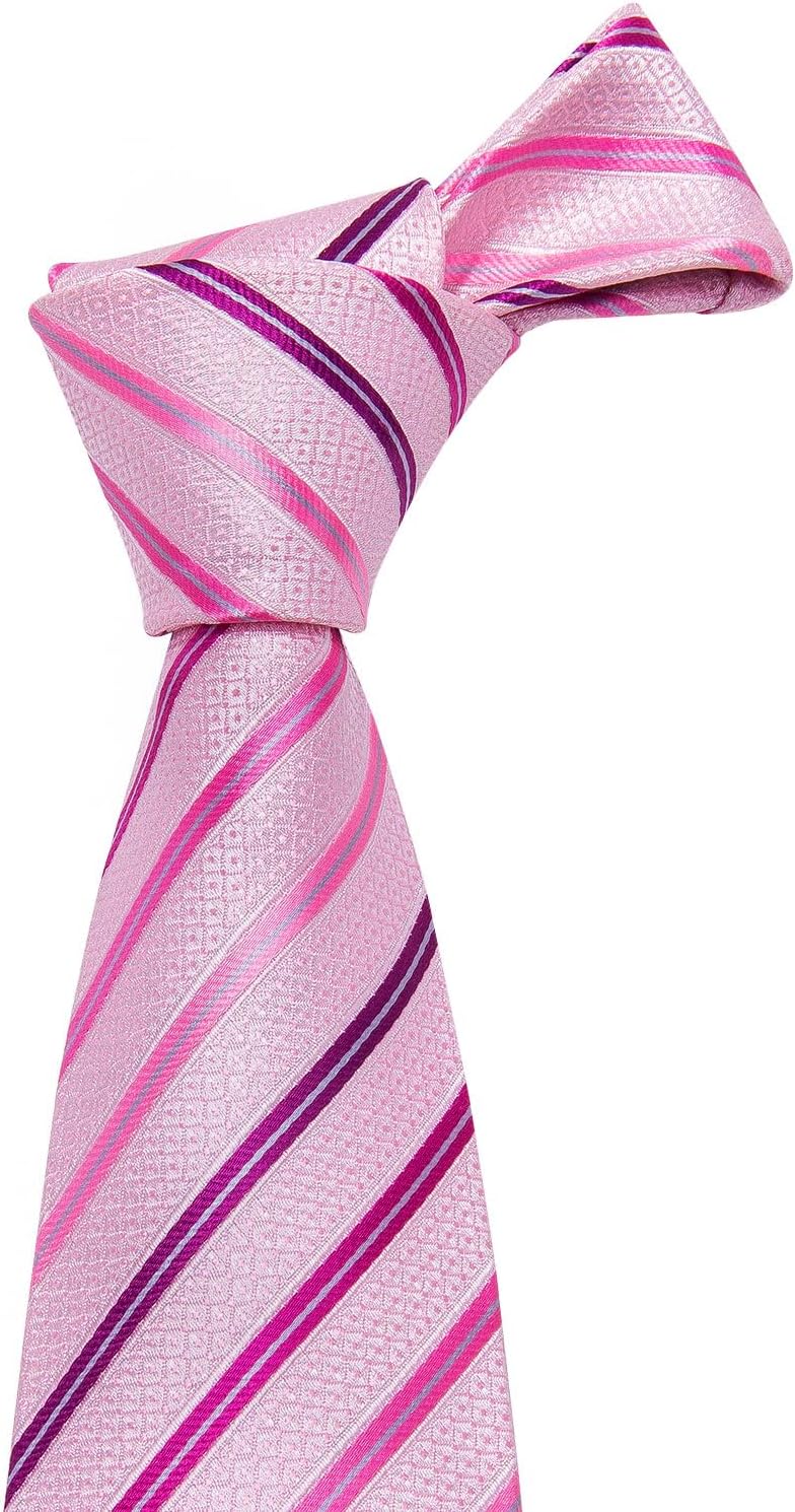 Barry.Wang Tie Sets for Men Silk Stripe Necktie Woven Checkered Handkerchief Cufflinks Formal Business Wedding - Image 4