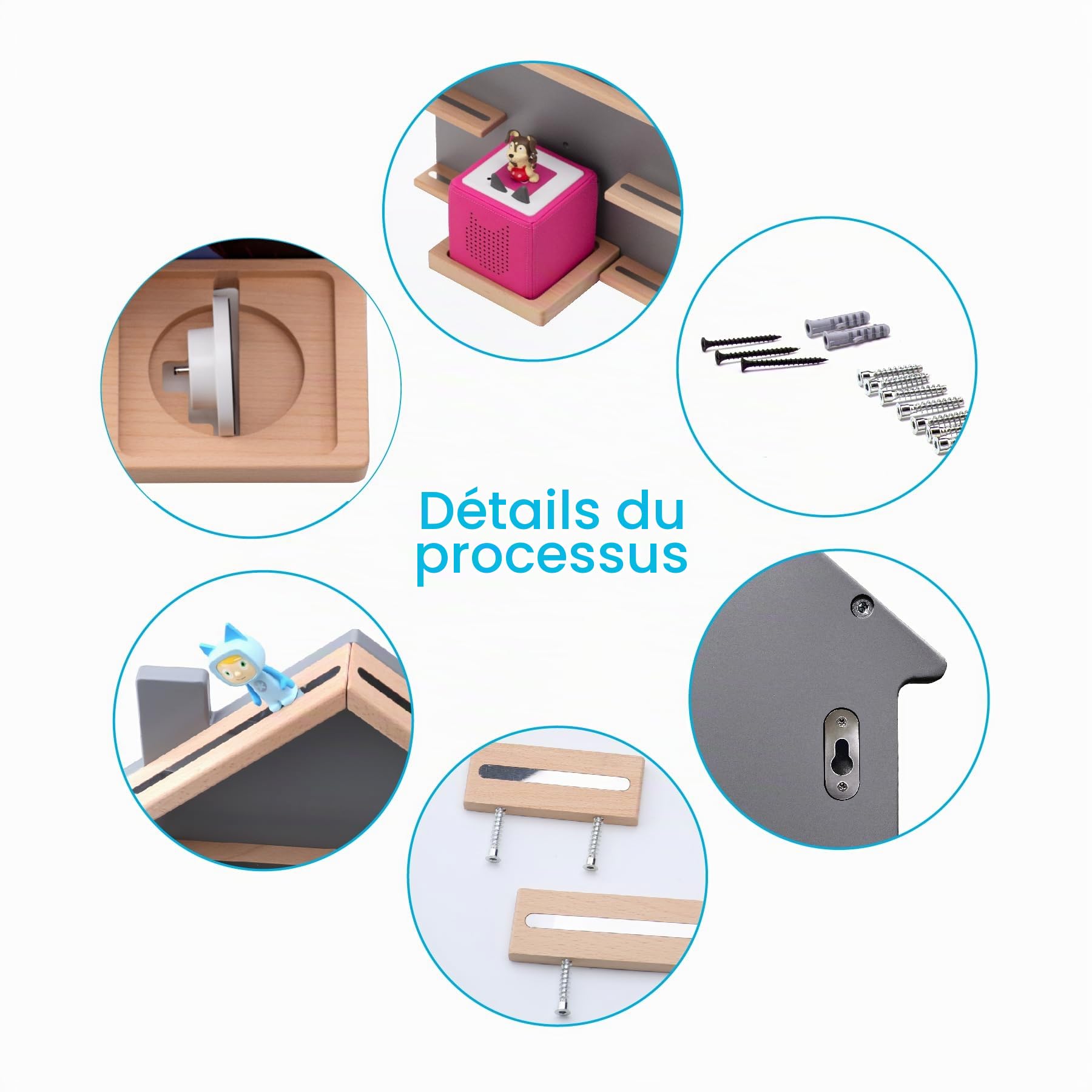 Étagère murale, pour boîte à musique, compatible avec Toniebox et Tonies, pour plus de 40 figurines, pour chambre d'enfant et de bébé, grise