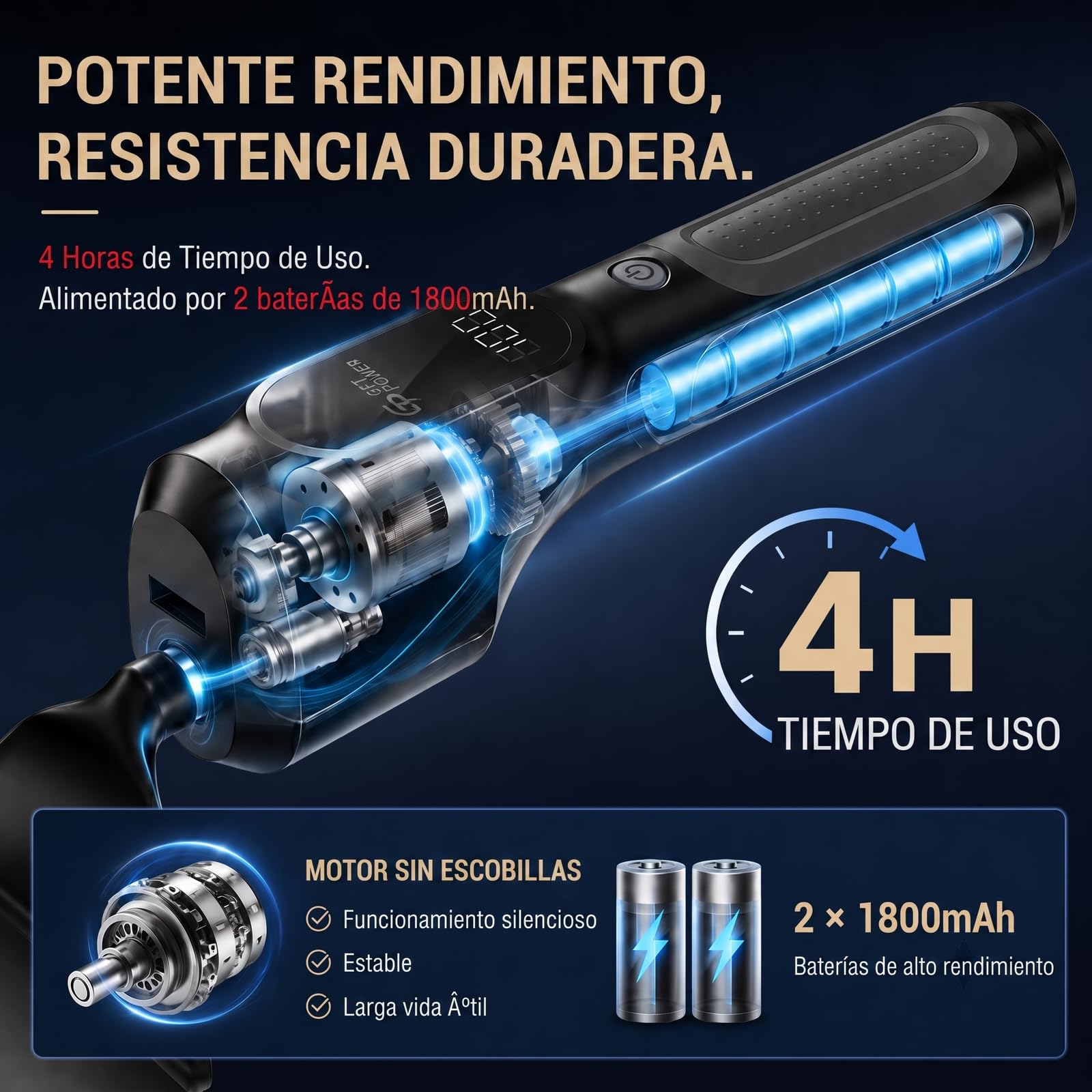 Cepillo eléctrico para barbacoa inalámbrico, control de velocidad basado en presión, recargable, fácil de limpiar, compatible con la mayoría de los aparatos de barbacoa, cerdas metálicas no falladas | Inalámbrico,Recargable,Compatible con la mayoría de lo