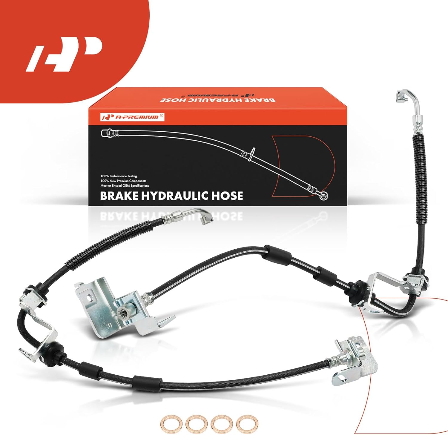 A-Premium Front Driver and Passenger Side Brake Hydraulic Hose Compatible with Select Ford Models - Explorer 2020-2024, Police Interceptor Utility 2020-2024 - Replace# L1MZ2078H(Pack of 2)