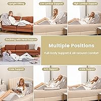 Vista 9 de GORELAX Juego de almohadas de cuña para cama, 4 cojines ajustables de espuma viscoelástica para reflujo ácido, anti ronquidos, almohadas