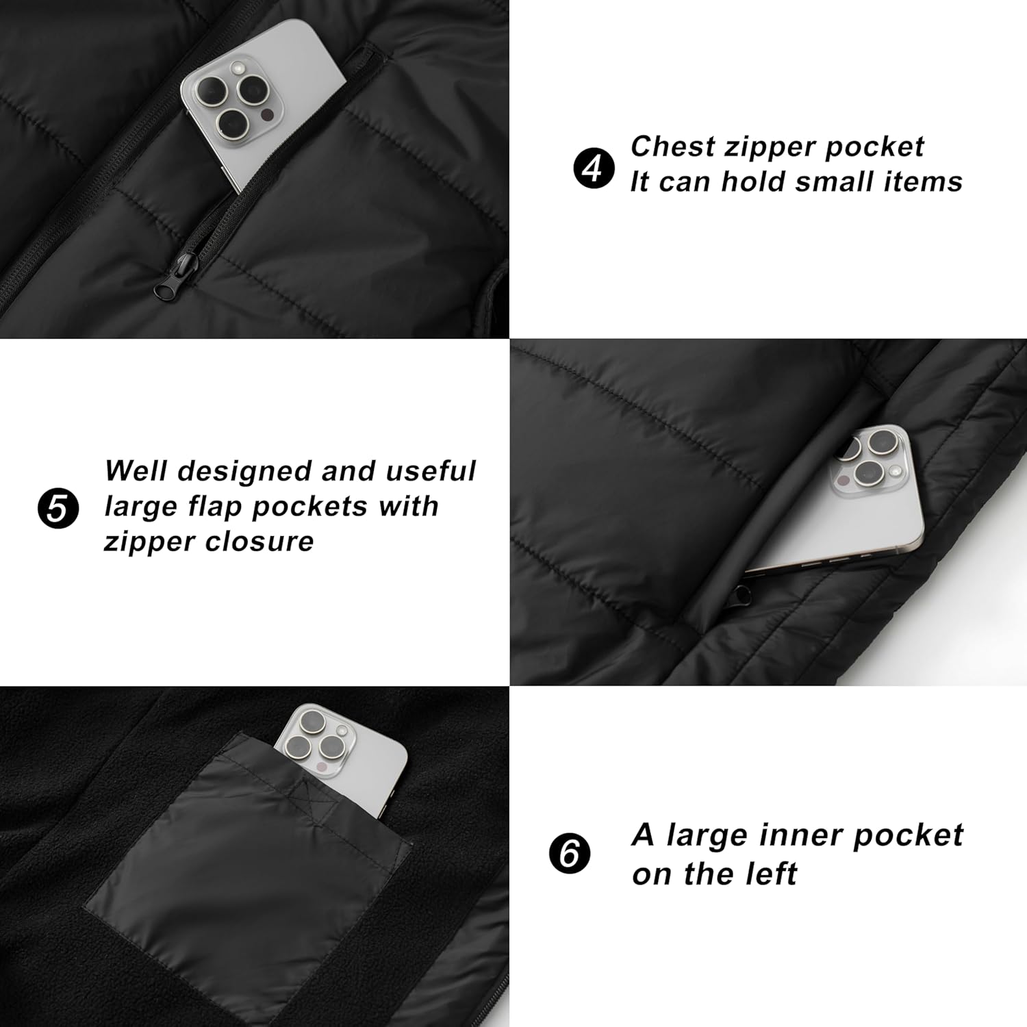 VtuAOL Men's Puffer Vest Outdoor Padded Vest Softshell Outerwear Vest for Travel Hiking - Image 3