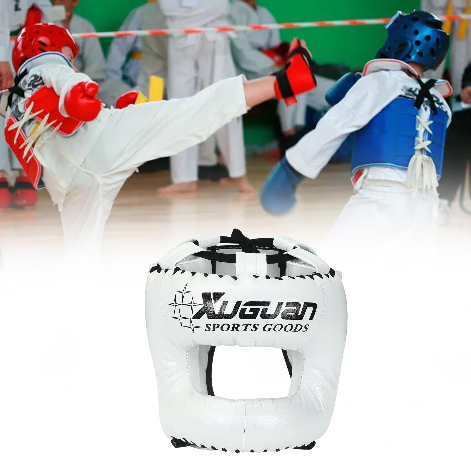 Casco da Kickboxing Protettivo Regolabile Completo con Imbottitura Traspirante in Microfibra Schermo Facciale per Allenamento Arti Marziali Pugilato