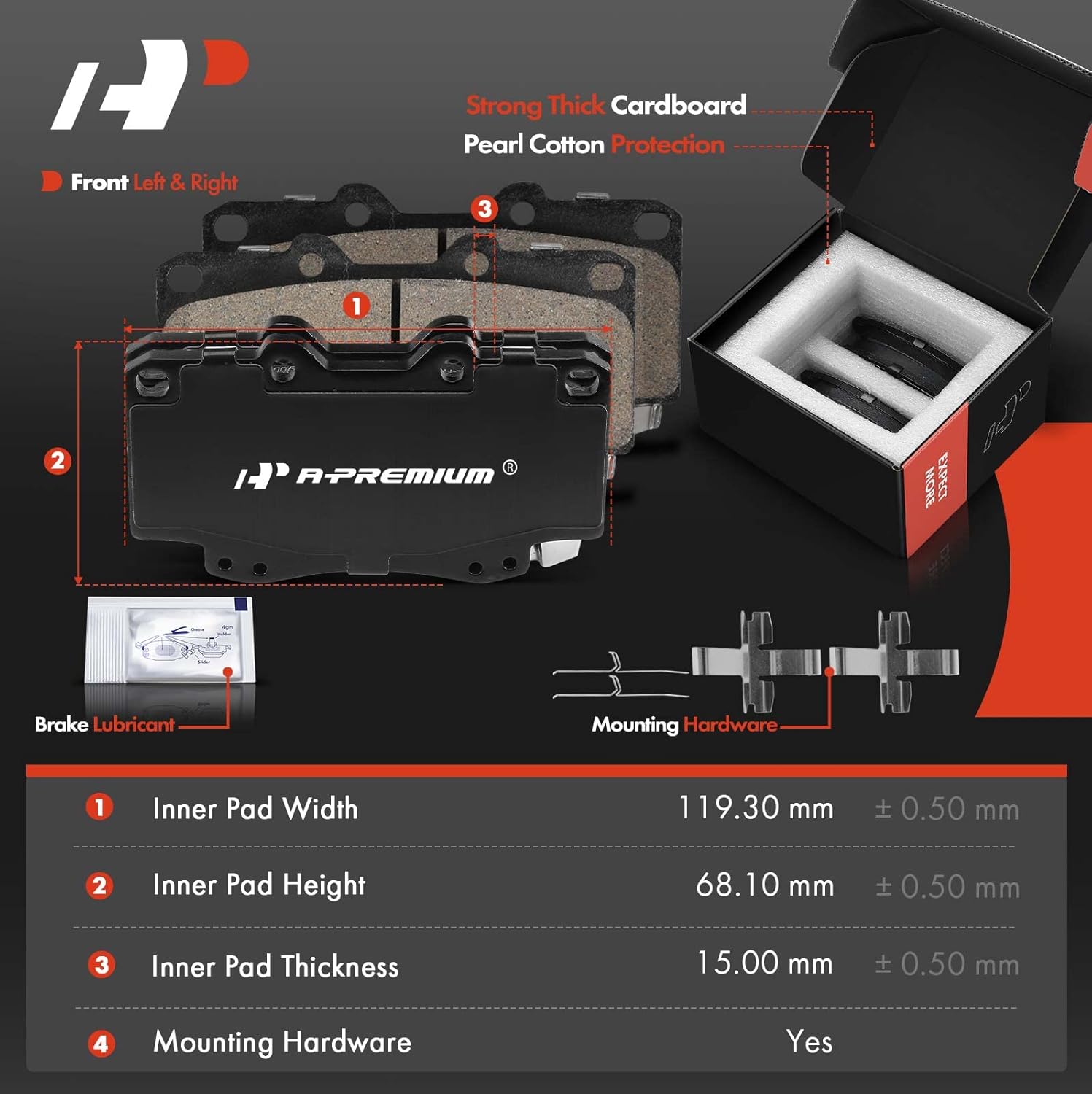 A-Premium 11.69 inch (296.8mm) Front Drilled and Slotted Disc Brake Rotors + Ceramic Pads Kit Compatible with Select Toyota Model - Tacoma 1999 2000 2001 2002 2003 2004, 2.4L 2.7L 3.4L, 6-PC Set