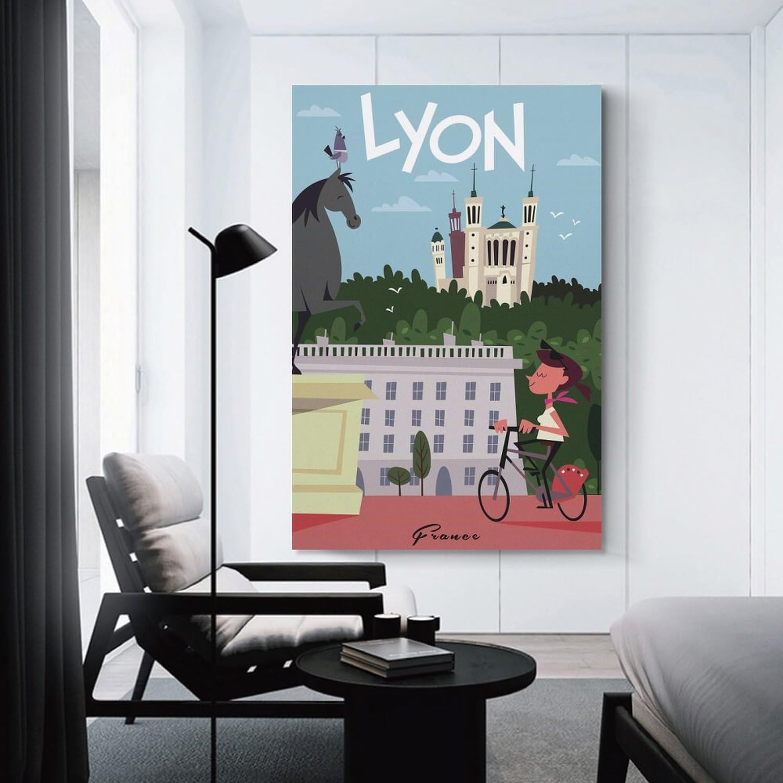 Junmoney Lyon, France Travel Canvas Art Print 24x36inch(60x90cm), for Feature Walls in Flats Or Modern Rooms, Ideal for Building A Coordinated Art Wall