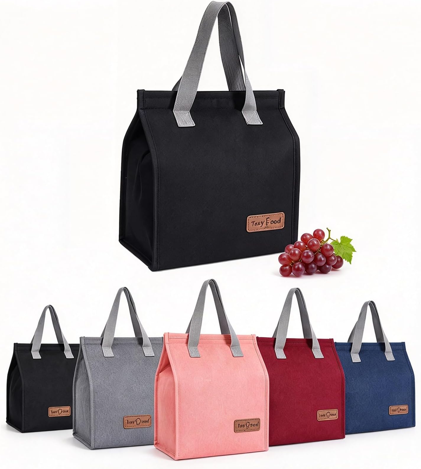 Lunch Bags for Women Men, Reusable Insulated Leak-Proof Thermal Cooler Tote Box, Cool Bags Portable Waterproof Container for Kids Girls Boys Adults Work School Travel Picnic(Black)