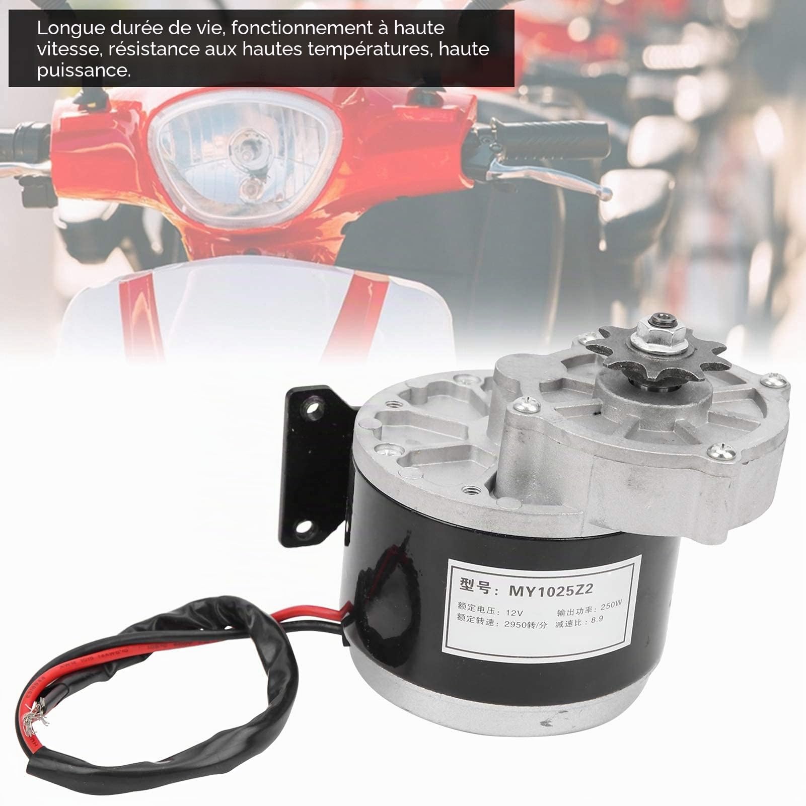VGEBY Moteur électrique, Moteur électrique de Vitesse de Roue de chaîne de contrôleur de Vitesse de Moteur électrique de CC 12V 250W