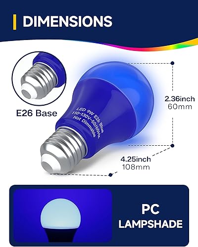 Miniatura 9 de Bombillas A19 para insectos, bombilla LED amarilla para insectos, equivalente a 9 W de 60 W, bombillas amarillas ámbar para exteriores, base E26