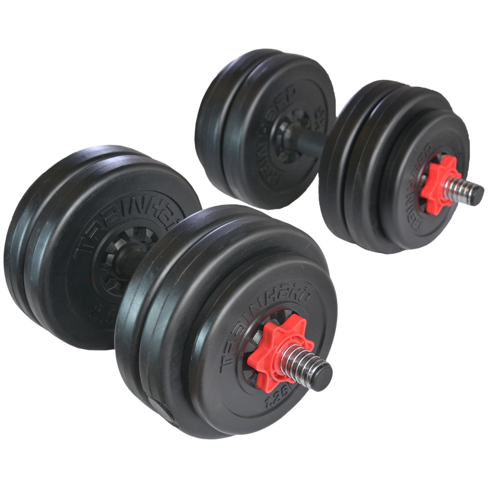 TrainHard Multi ławeczka do podnoszenia ciężarów Blackcombo składana z sztangą długą, łamaną i krótką oraz talerzami do sztangi 90 kg