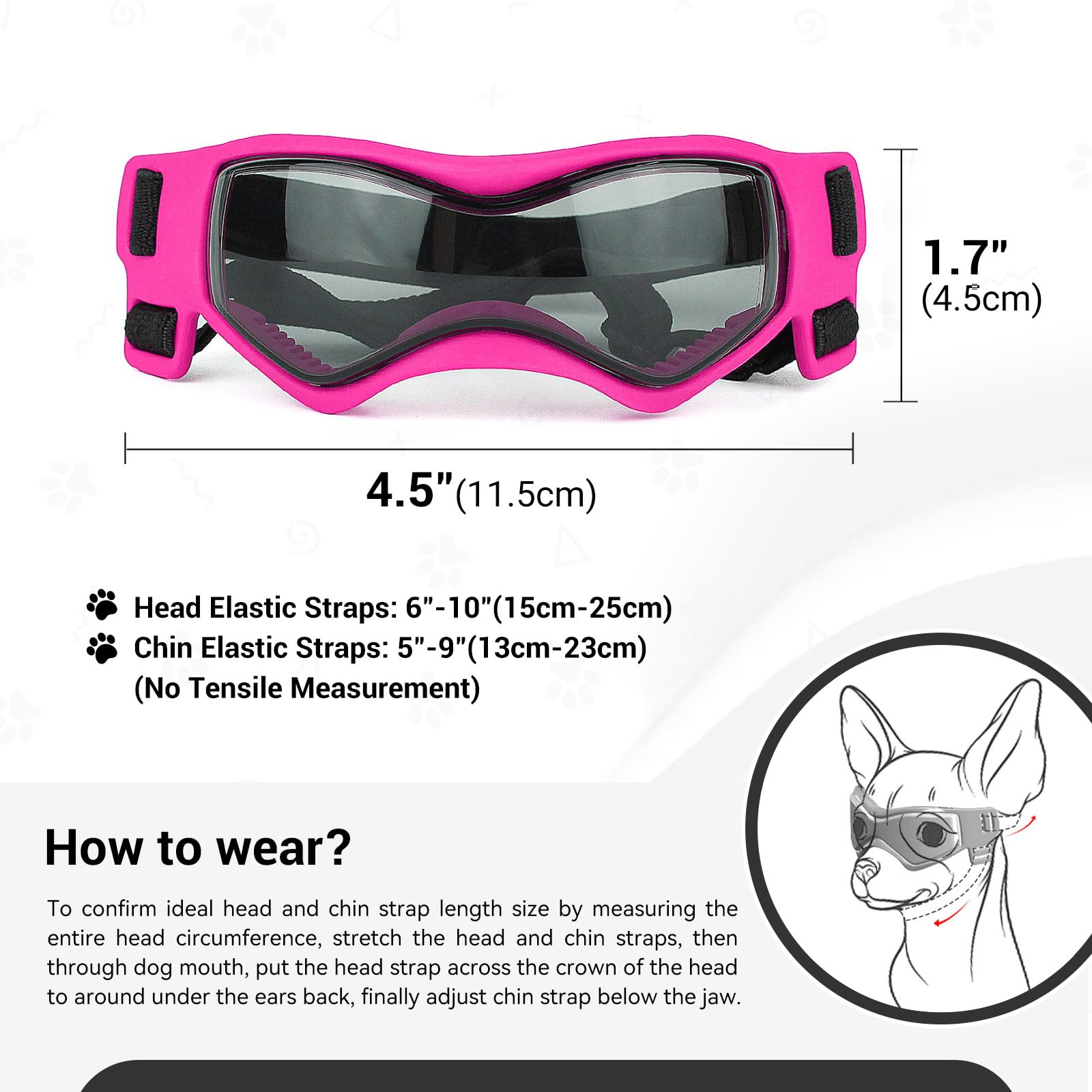 Namsan Gafas para perros de razas pequeñas, protección UV para perros pequeños, lentes de sol para cachorros, resistentes al viento, a prueba de polvo, protección ocular para conducir, ajustables