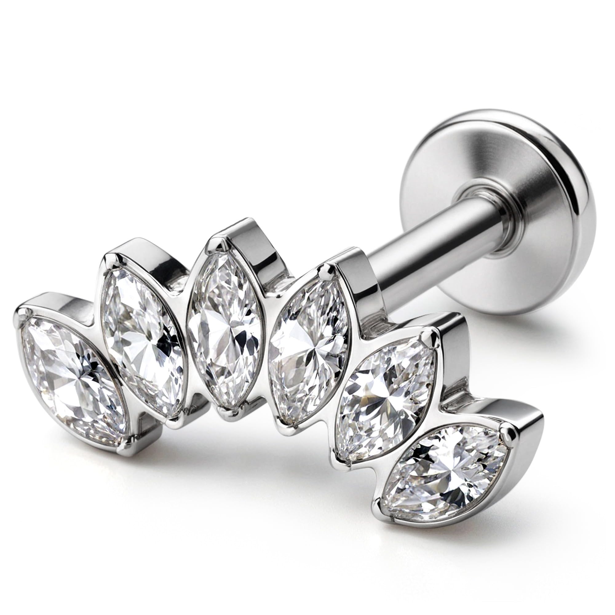 G23 Titanium Flat Back Stud Earrings Piercings - Hypoallergenic 16G Tragus Piercing Jewelry Helix Medusa Monroe Labret Lip Conch Earring 8mm
