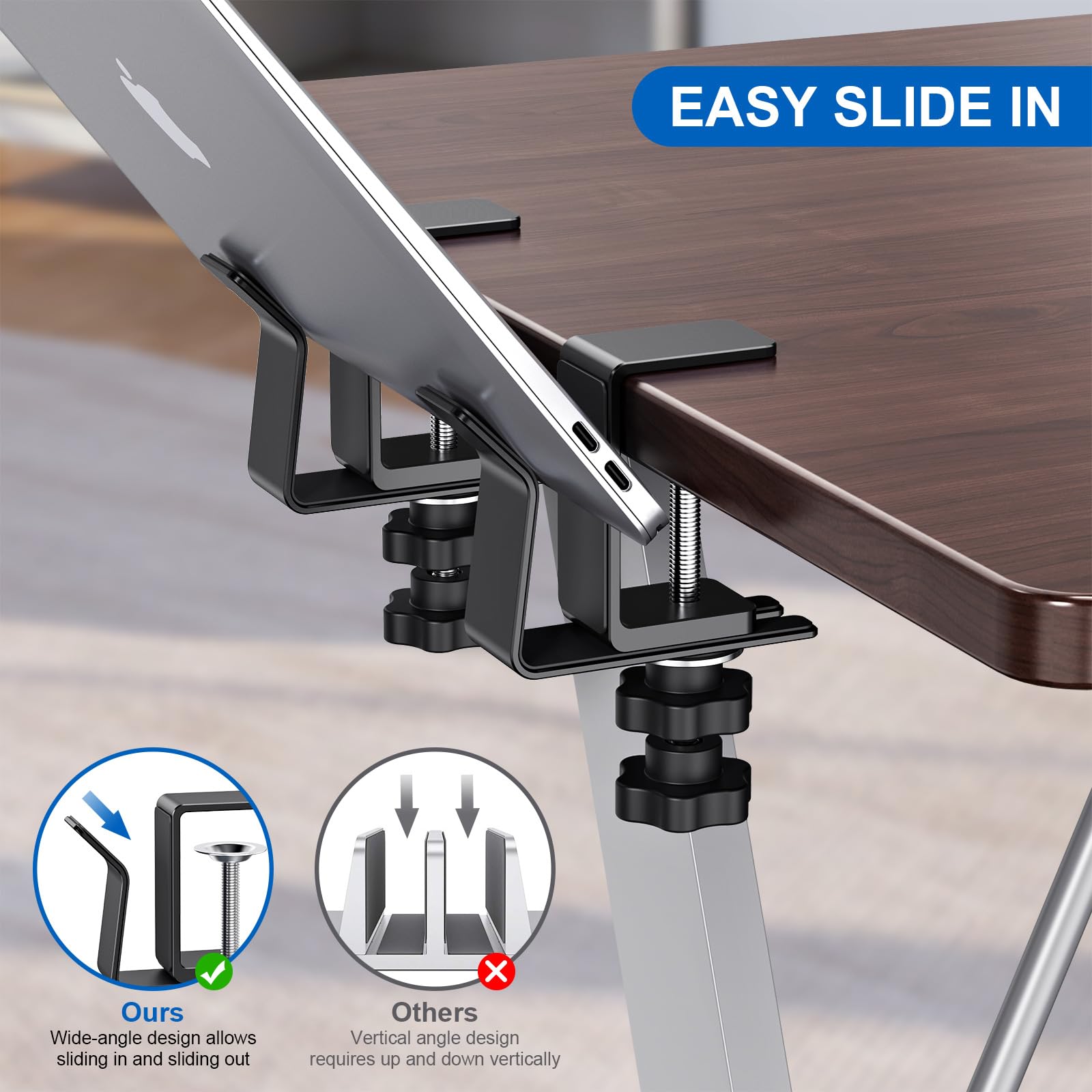 Soporte vertical para laptop, soporte ajustable para computadora portátil, se adapta a todos los MacBook/Surface/Samsung/HP/Dell/Chrome Book (negro)