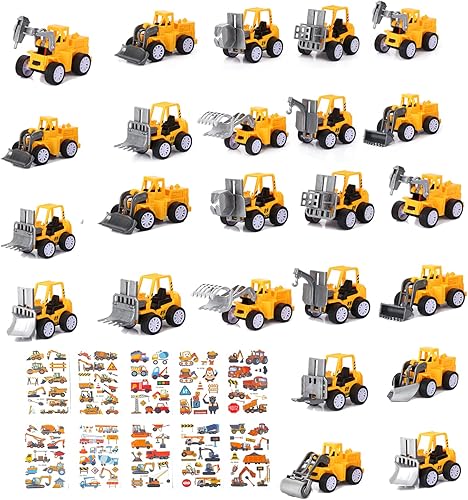 haomsj 24 piezas de juguetes de construcción pequeños para fiestas de cumpleaños, suministros de decoración de tartas de construcción, decoración de