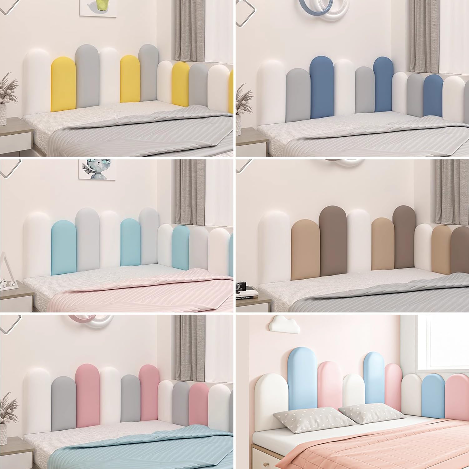 Lit Tour De Tête Panneau, 3D Anti-Collision Tapis Murale, Classique Rectangulaire Auto-Adhésive PU Coussin Mural pour Chambre d'enfant & Têtes De Lit (Color : A, Size : 200cm)
