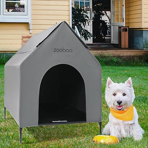 Miniatura 14 de Casa grande de 36 pulgadas para perros grandes en interiores o exteriores, PVC 600D resistente a la intemperie al aire libre, con cama elevada de