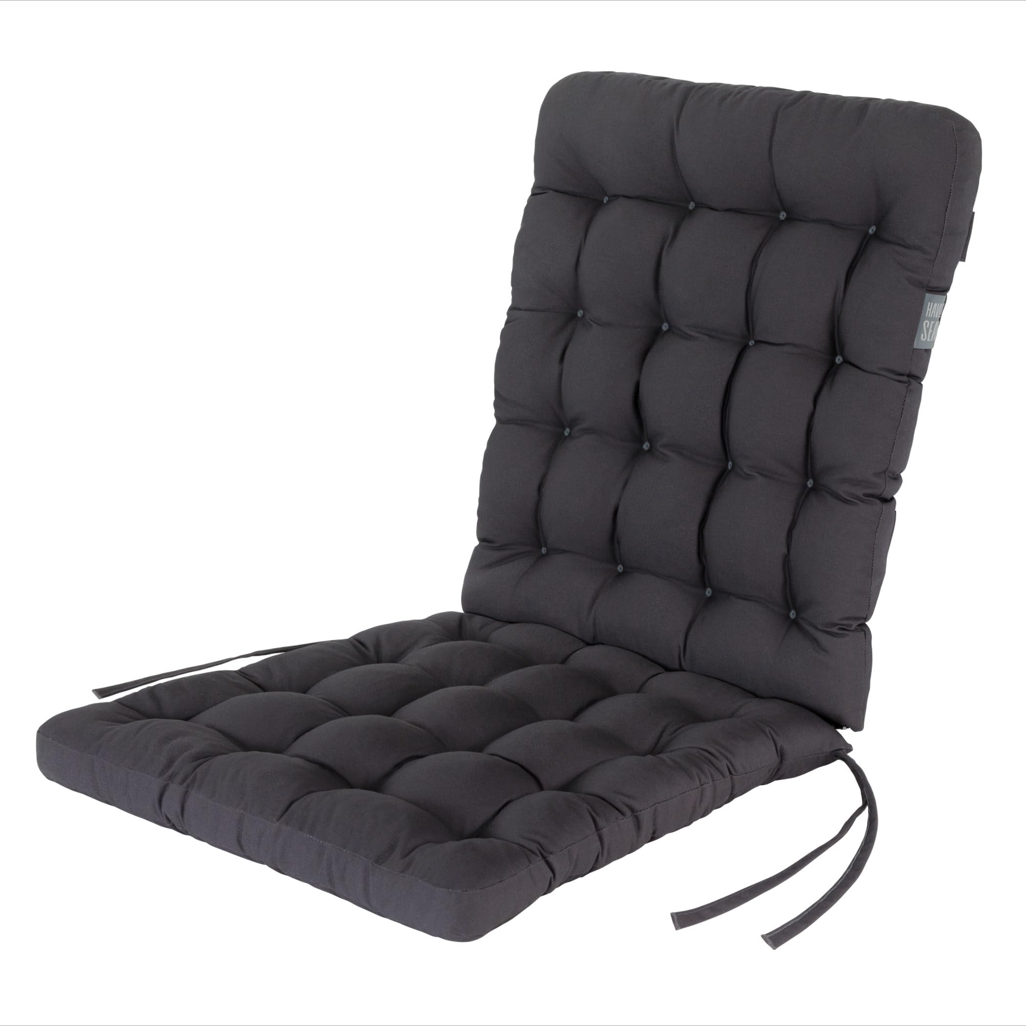 Cuscini per sedie da giardino con schienale basso (2 pz.) - Cuscino per sedile da esterno con schienale - lavabile fino a 95°C (set di 2-100x48 cm, grigio/antracite)