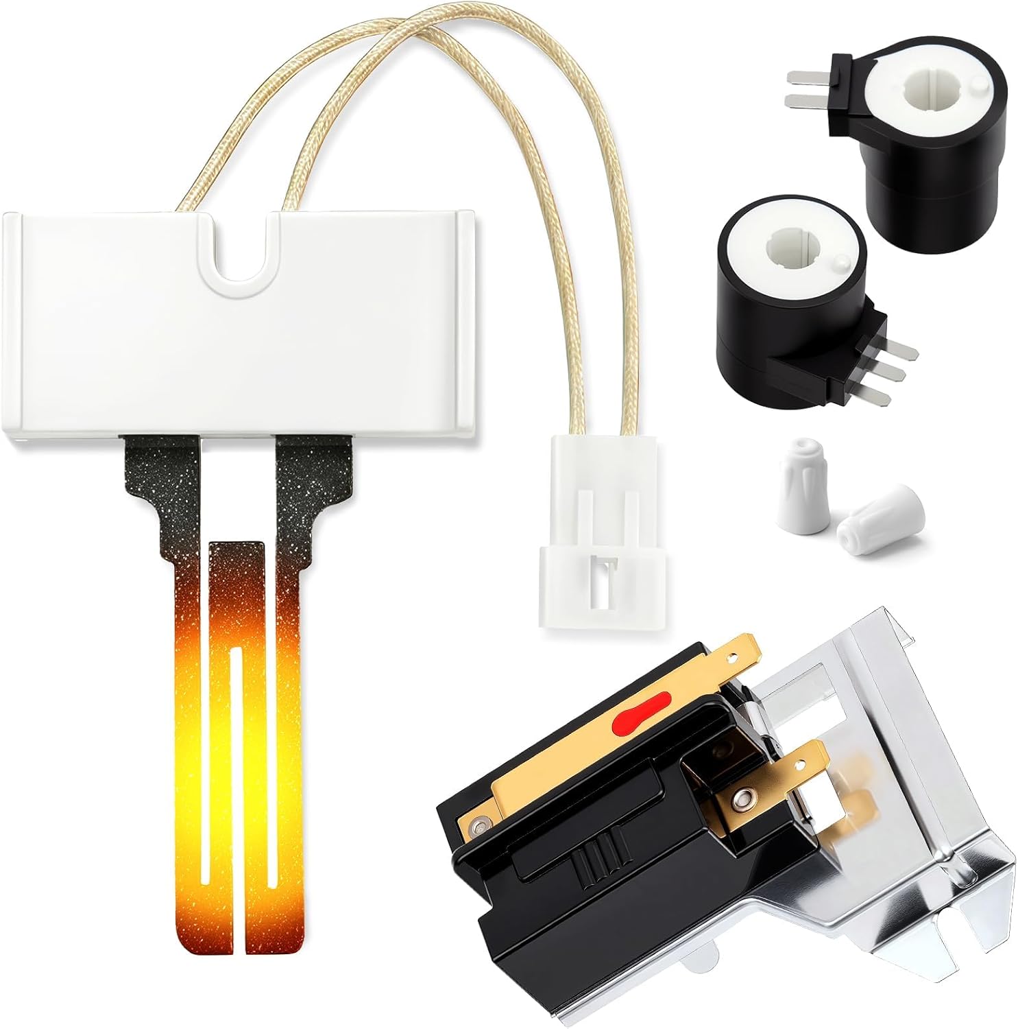 Upgraded Gas Dryer Repair Kit Includes 279311 Dryer Igniter WP338906 Gas Furnance Flame Sensor 279834 Gas Dryer Coil Kit Fit for Whirlpool Maytag Kenmore Dryer Parts, Replaces WP338906 AP3094138