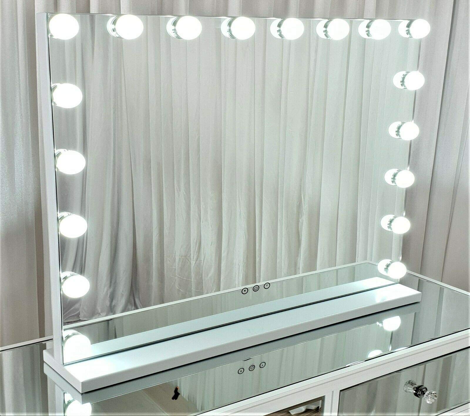 HOMPEN Lighted Vanity Mirror with Light, Lighted Makeup Mirror with 18 LED Dimmable Bulbs-White