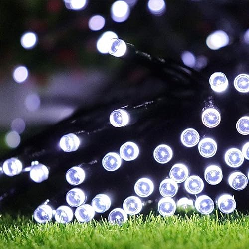 Miniatura 7 de weillsnow Guirnalda de luces blancas de Navidad enchufables, 200 luces LED de 66 pies, impermeables, 8 modos con memoria para exteriores,