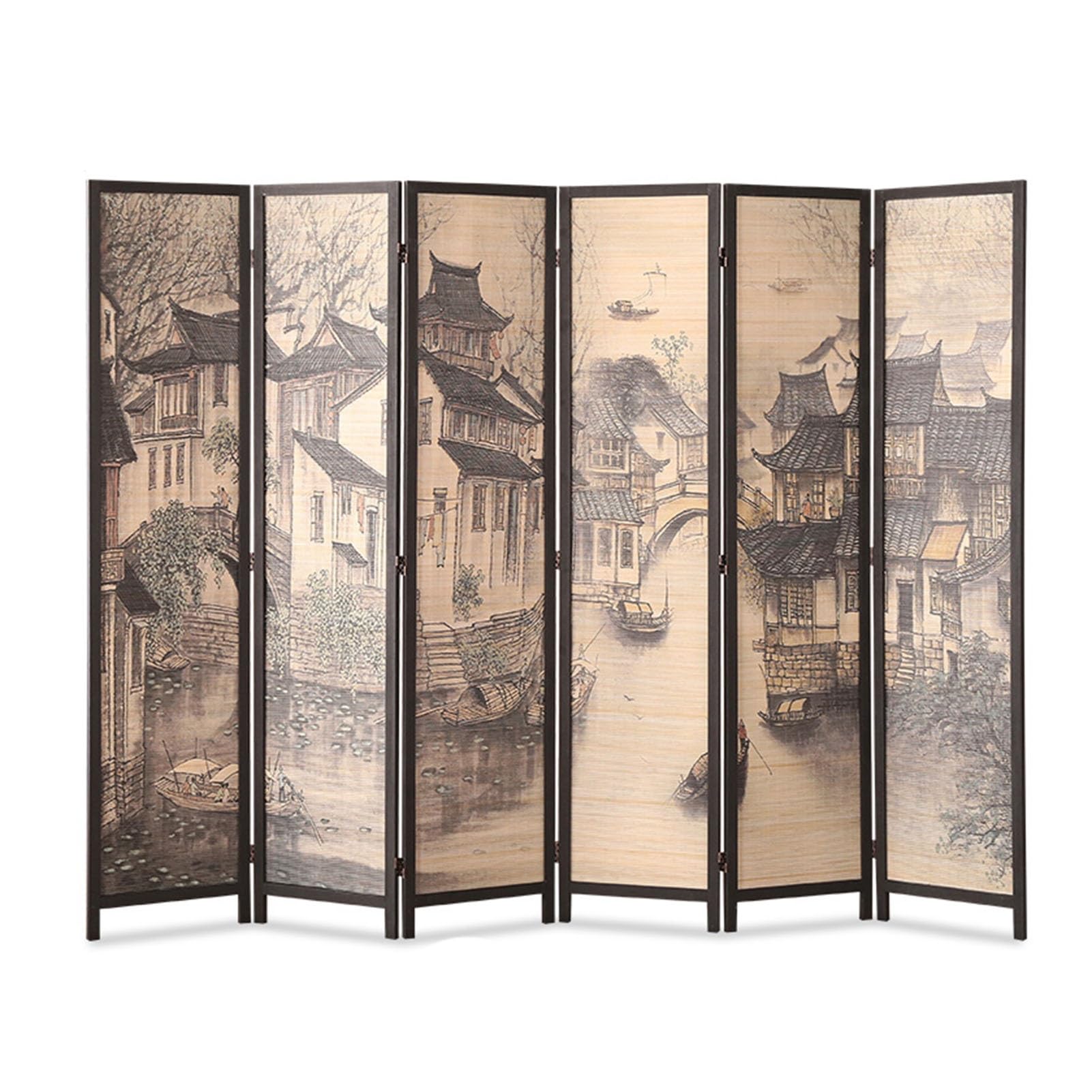 Cloison de pièce à 6 Panneaux, cloison de séparation Murale Pliante, Protection de séparation en Bois for Salon, Chambre et Bureau, adaptée au café/Salon de thé/Restaurant (Color : Style 3, Size : W