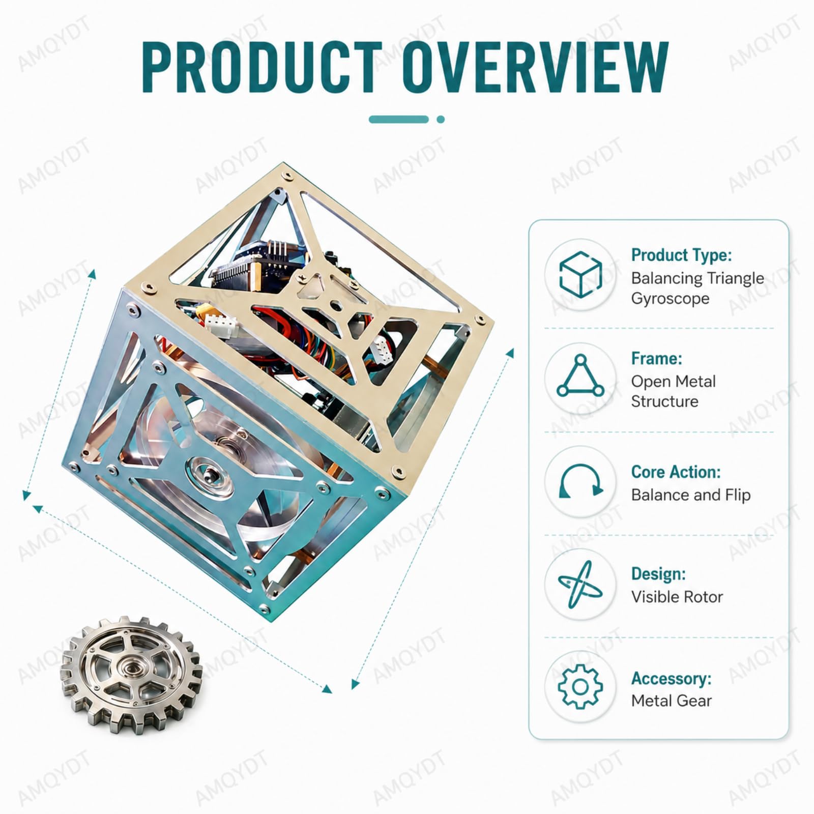 Cubo Autoequilibrado, Cubo Autoequilibrado Creativo DIY con Giroscopio Y Control De Rueda De Reacción, Giro En 4 Direcciones para La Enseñanza De La Física Stem