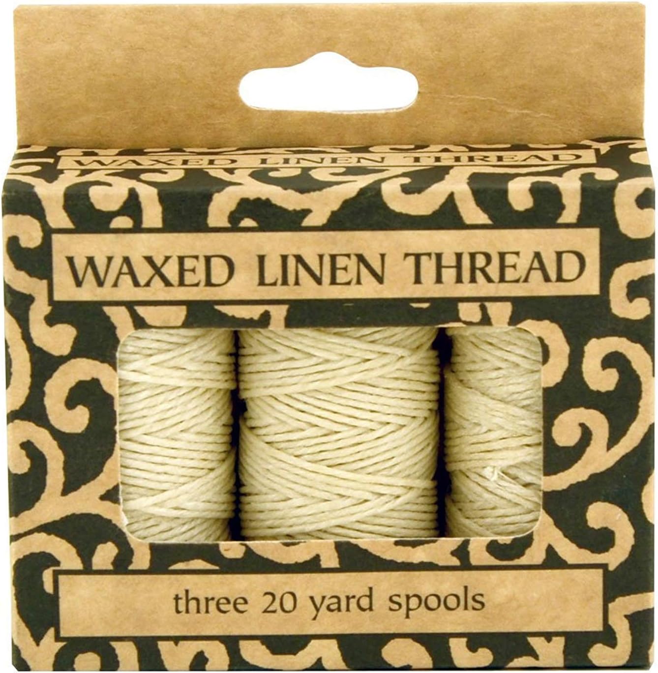 Lineco Waxed Genuine Linen Thread, 20 Yards, Pack of 3 Spools: Natural (BBHM208)
