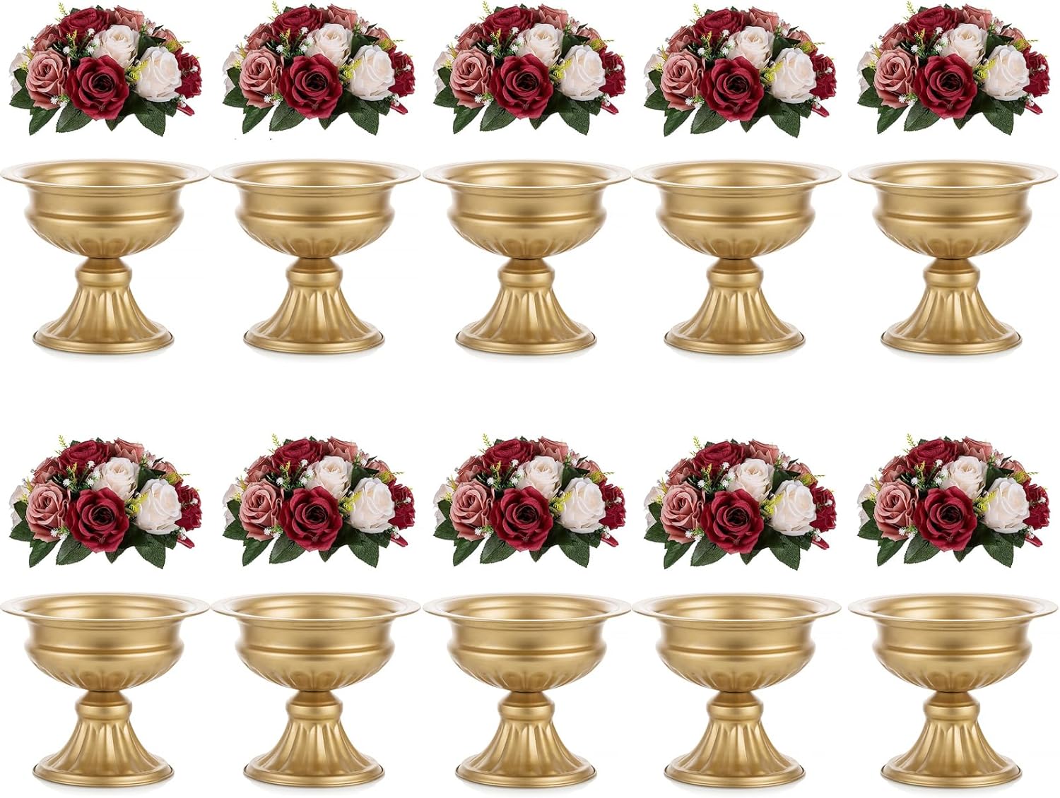 NUPTIO 10 Pcs Wedding Vase & 10 Pcs Artificial Flowers Set