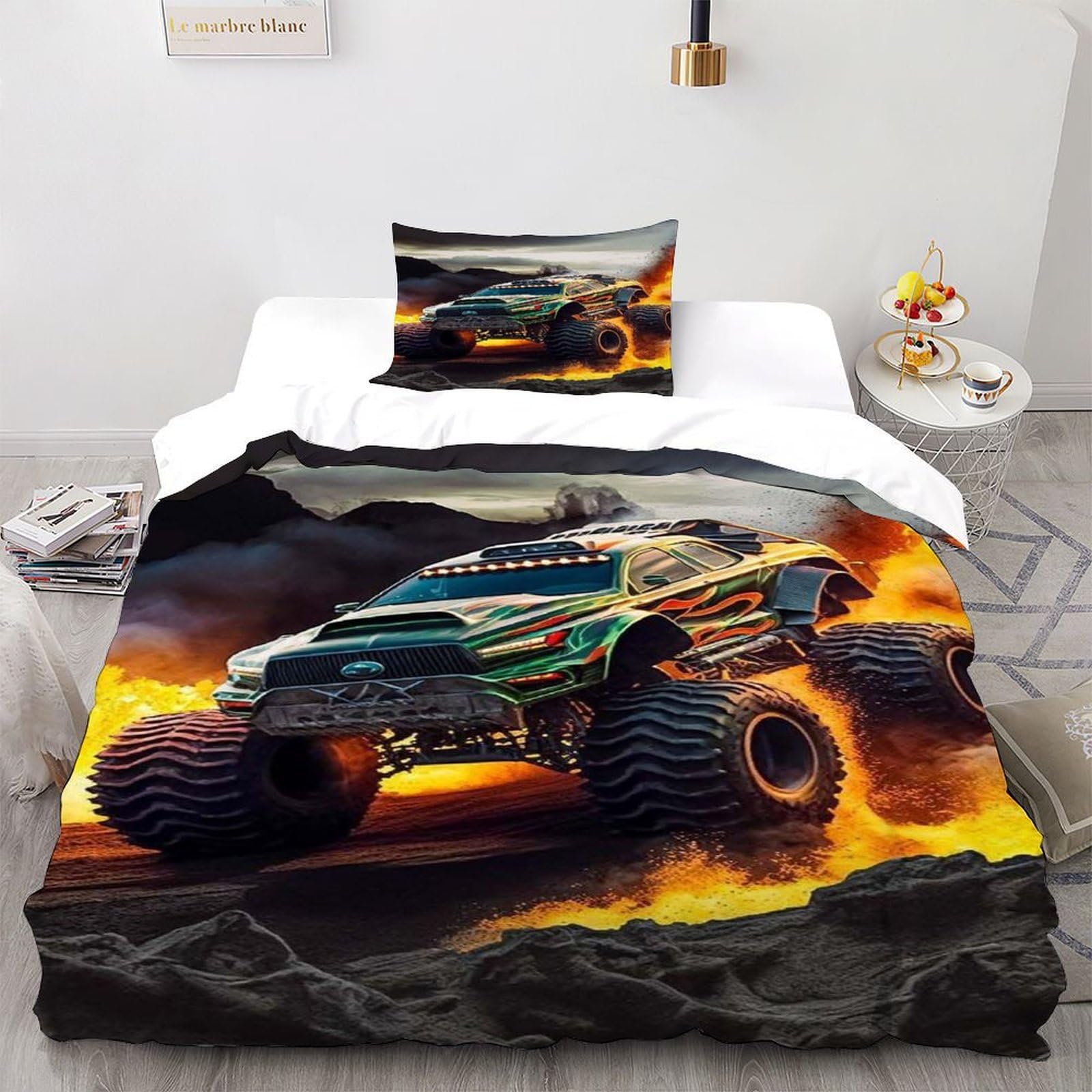 Housse de couette Monster Truck sports à motifs pour décorer une chambre ado