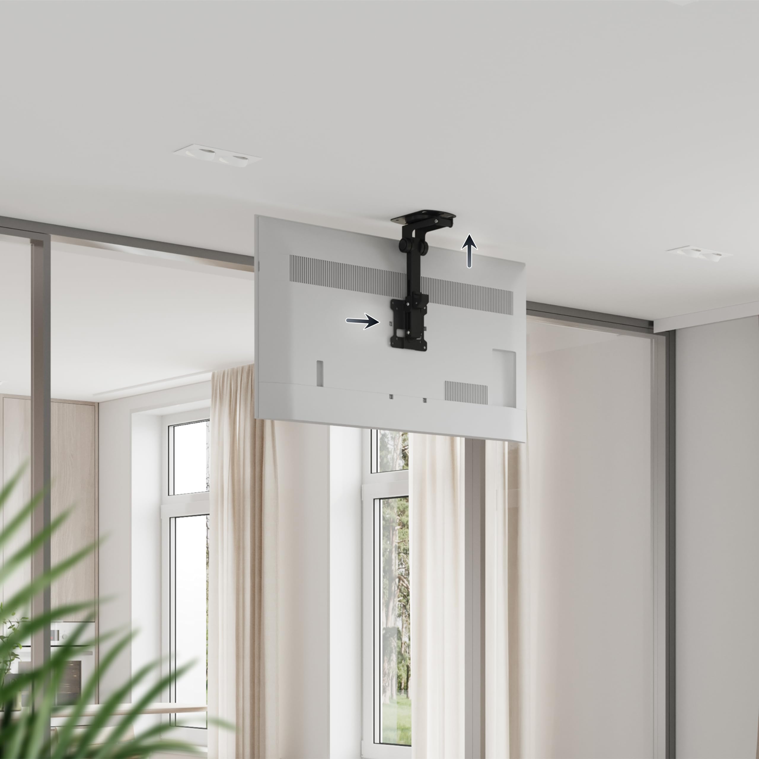 RICOO Supporto a Soffitto D0411 - Staffa Monitor Girevole e Inclinabile, Montaggio a Soffitto, Braccio Monitor di Alta Qualità, max. VESA 100x100