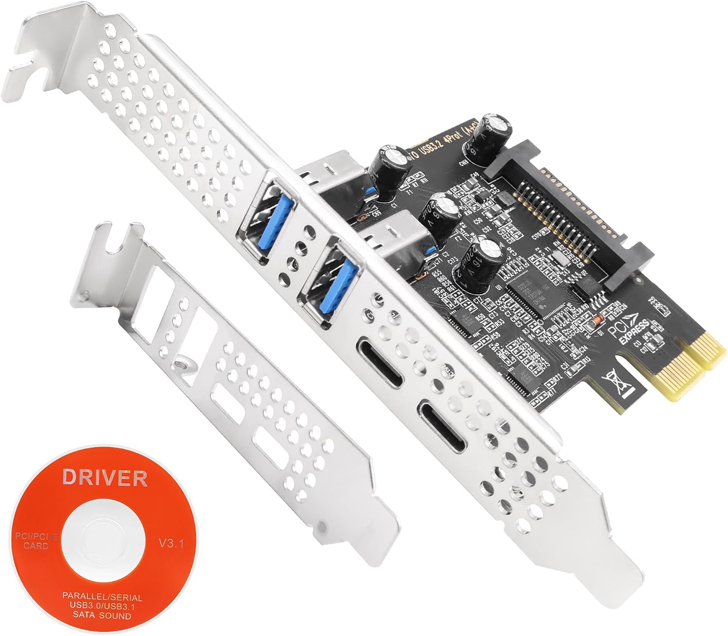 XMSJSIY PCIe to USB A 3.0 Type-C Expansion Card