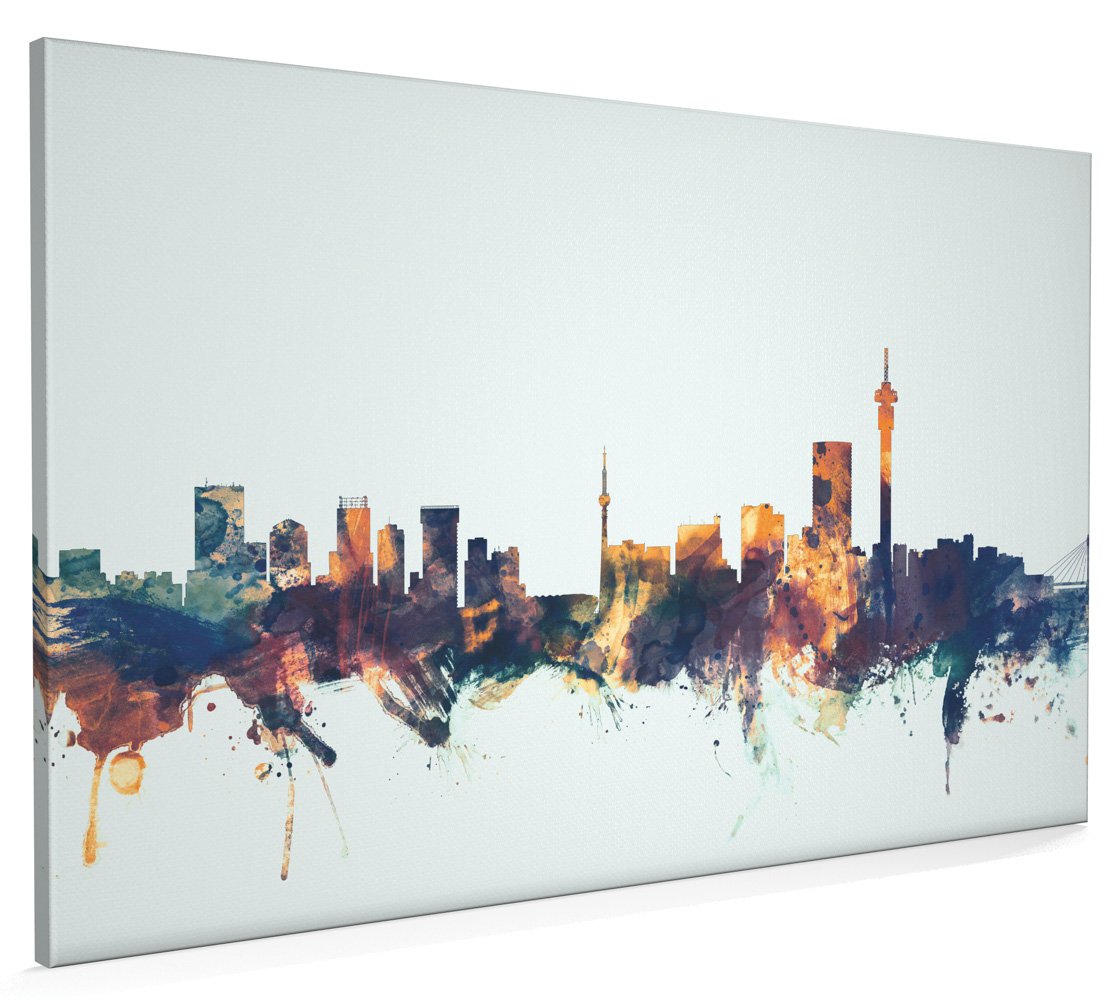 Artpause White Johannesburg South Africa Skyline Canvas Art Print, 22X34 Inch (A1) - 1759