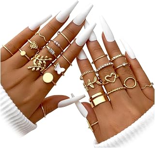 25 Pcs Gold Knuckle Ring Set for Women, Chunky Stackable Finger Midi Rings, Silver Simple Stacking Cute Rings Pack Trendy Stuff Jewelry Gift