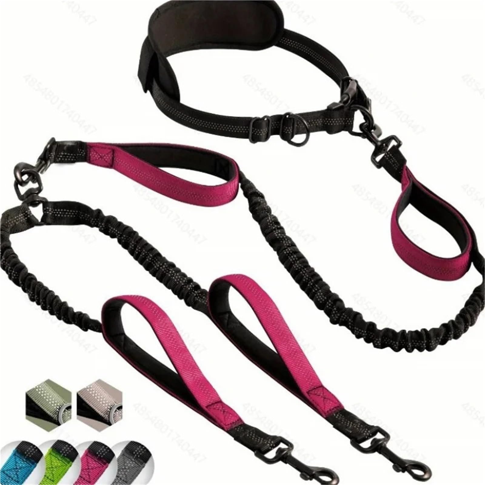 Corde de Traction à Double extrémité for Chien, idéale la Course Pied, Le Fitness, multifonctionnelle Laisse Mains Libres Chien(Black Blue)