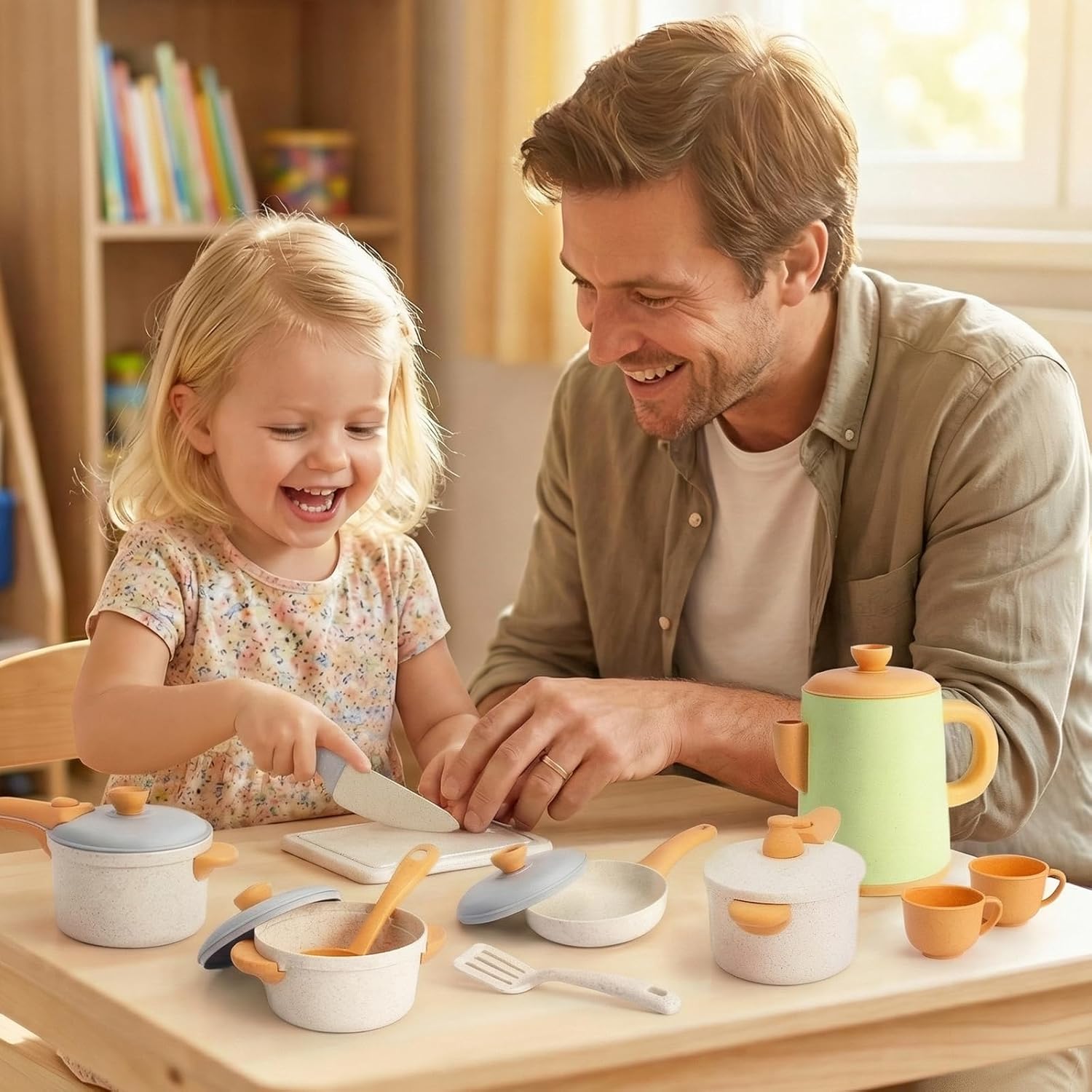 HYAKIDS Play Kitchen Pots and Pans Set for Kids, Pretend Role Play Cooking Toys Gifts for Toddlers Girls Boys Ages 3 4 5 6