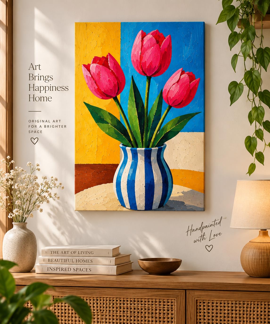 Bright Tulips Original Acrylic Painting on Stretched Canvas | 100% Hand-Painted, Ready to Hang-picture-53