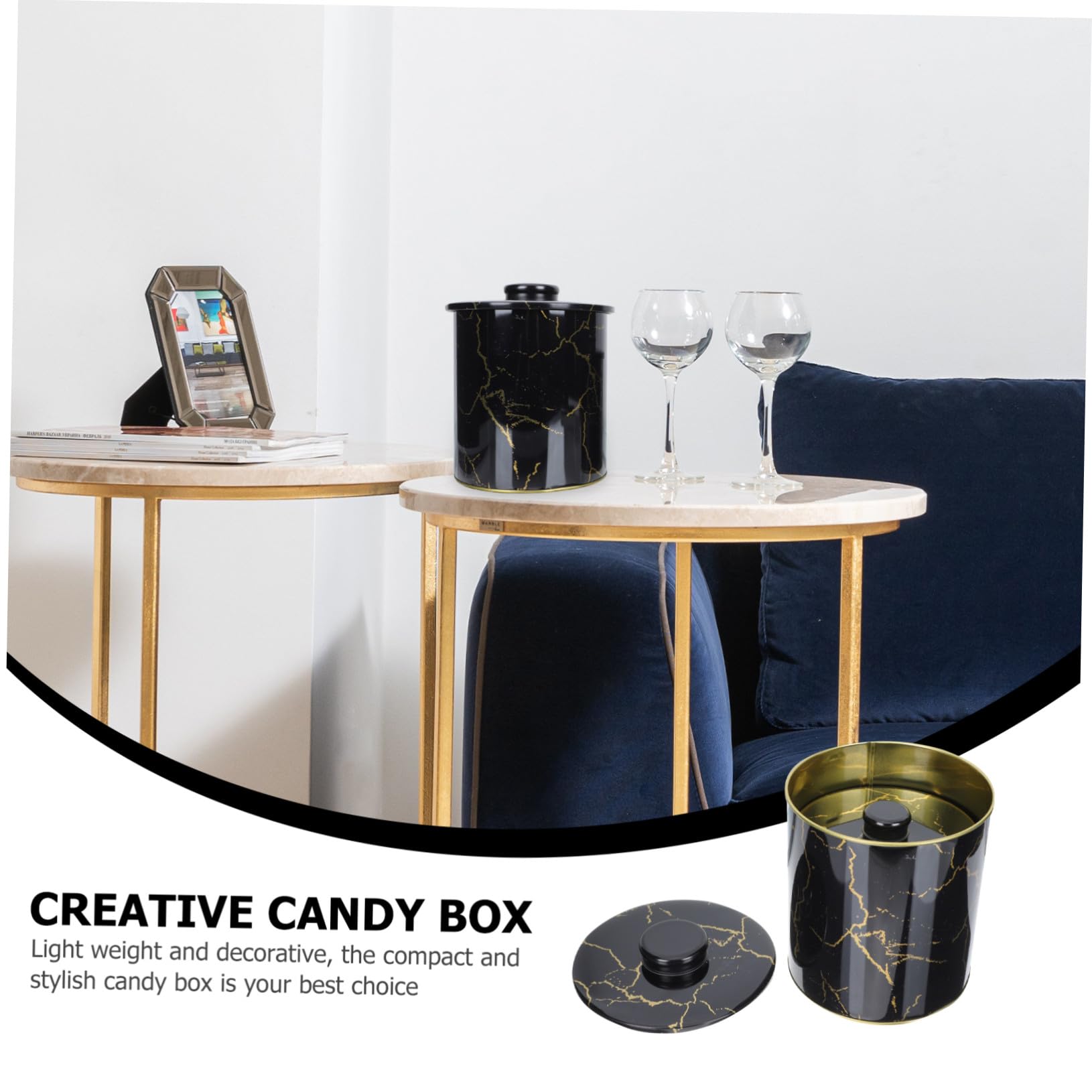 Mipcase Set 2 Barattoli per Biscotti in Latta Nero, Contenitori Decorativi e Funzionali in Stile Nordico, Leggeri e Compatti, per Conservare Dolci a Casa
