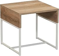 Vista 19 de Household Essentials Mesa de centro rectangular envolvente madera de fresno de grano rústico y metal negro
