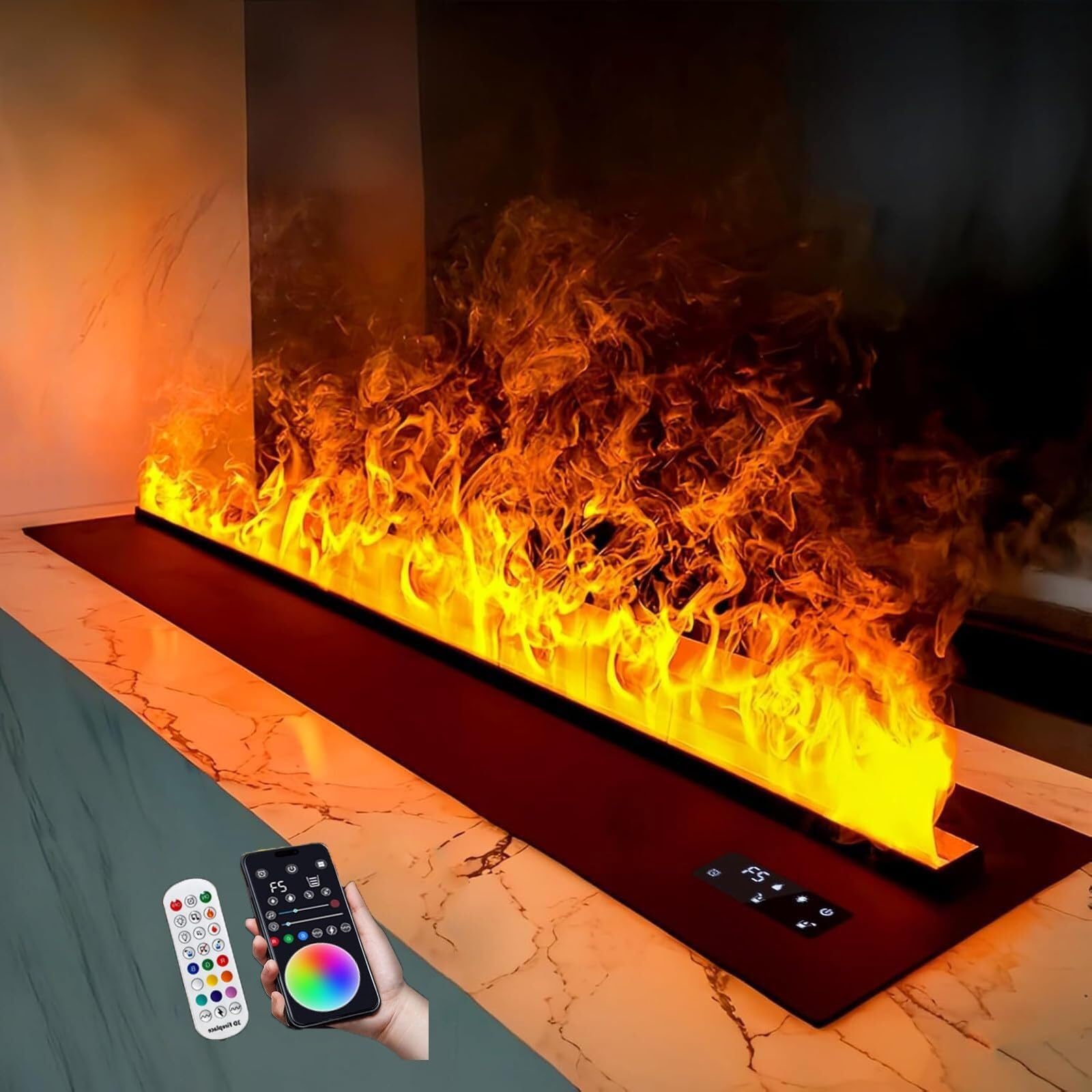 Electric Fireplace With Remote Control, Timer, App, Touch, Recessed Humidifier, Automatic Filling(80Cm/31.5Inch)