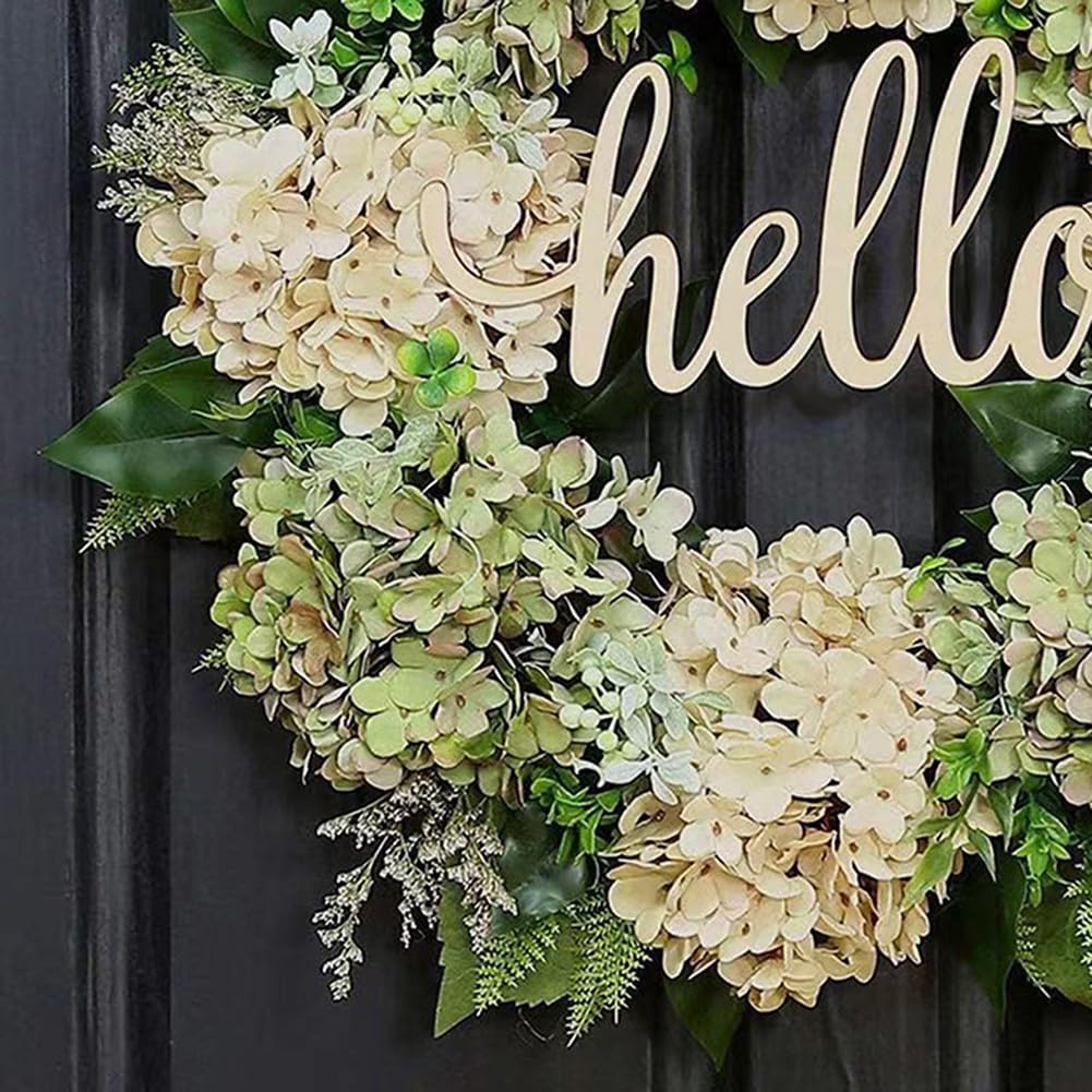 ReachMall Künstlicher Türkranz, Hortensienkranz, 40 cm, Hello-Kranz für Haustür, Wand, Hintergrunddekoration, 4B0CC3Q0H83570E1S81FG