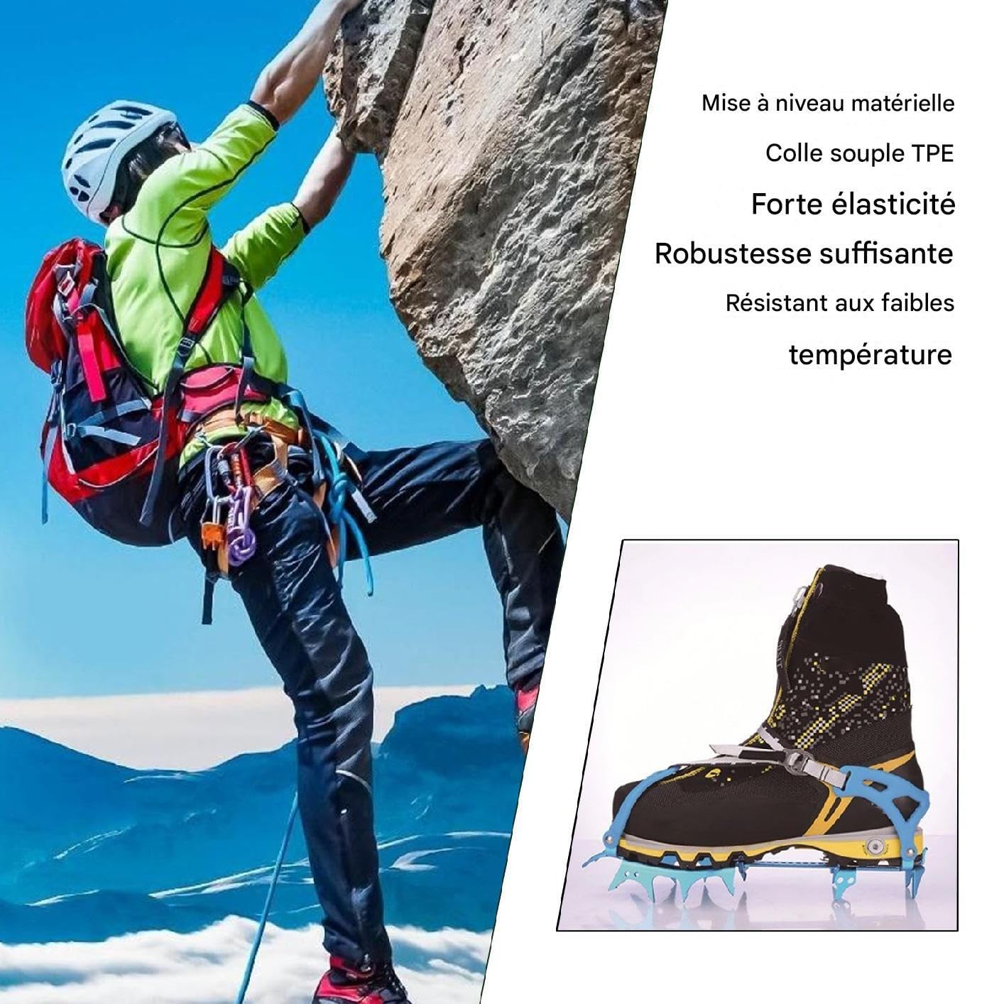 Crampons à Glace 14 Griffes D'Aluminium Outil Anti-Dérapant | Crampon De Traction Neige Pour Hommes Hiver Plein Air Randonnée Escalade Pêche Marche Course Chaussures Bottes