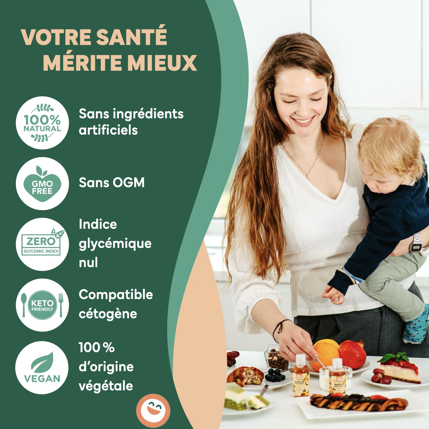 Fruit du Moine Édulcorant 75ml Gouttes, 250 Portions, 15x Plus Sucré que le Sucre - Monk Fruit Pur Sans Érythritol ni Stévia - Substitut du Sucre Naturel, Keto, Végan | Happy Monkfruit®