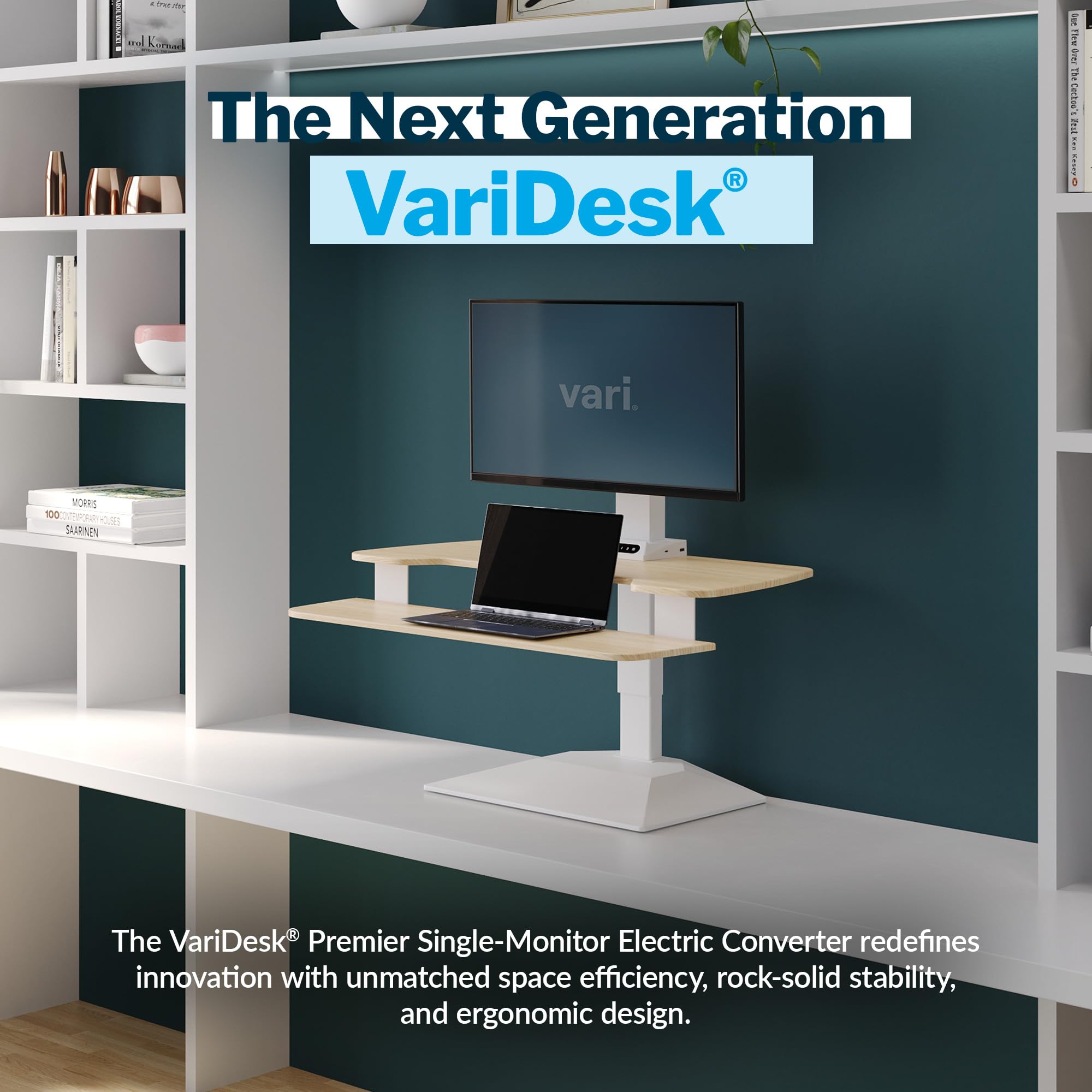 Vari VariDesk Premier Electric Converter - Standing Desk Height Adjustable Riser - Stand Up Converter for Home Office — view 2