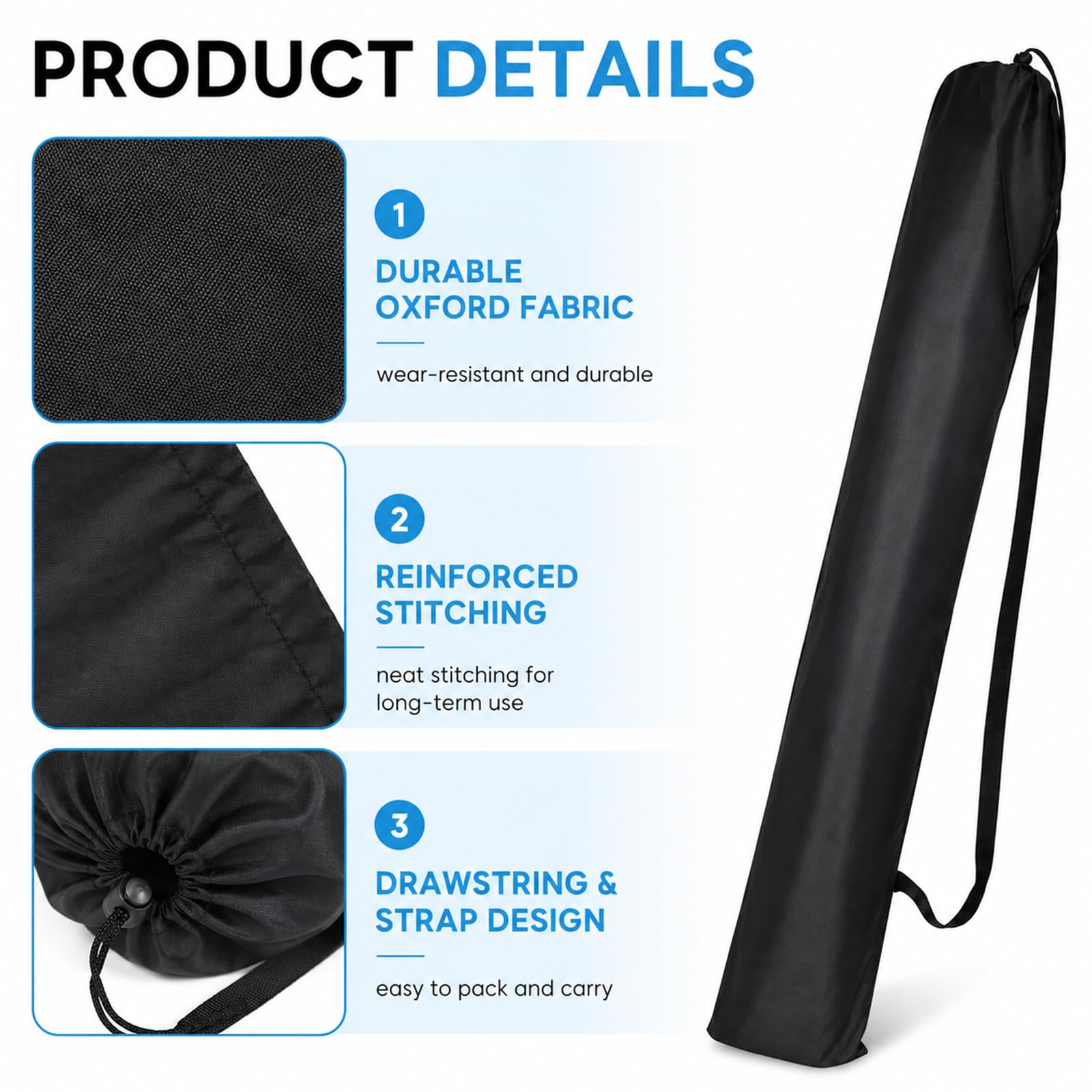 Funda protectora para sombrilla de playa 2 piezas, Oxford impermeable resistente 145×22cm con asa, para exterior y jardín
