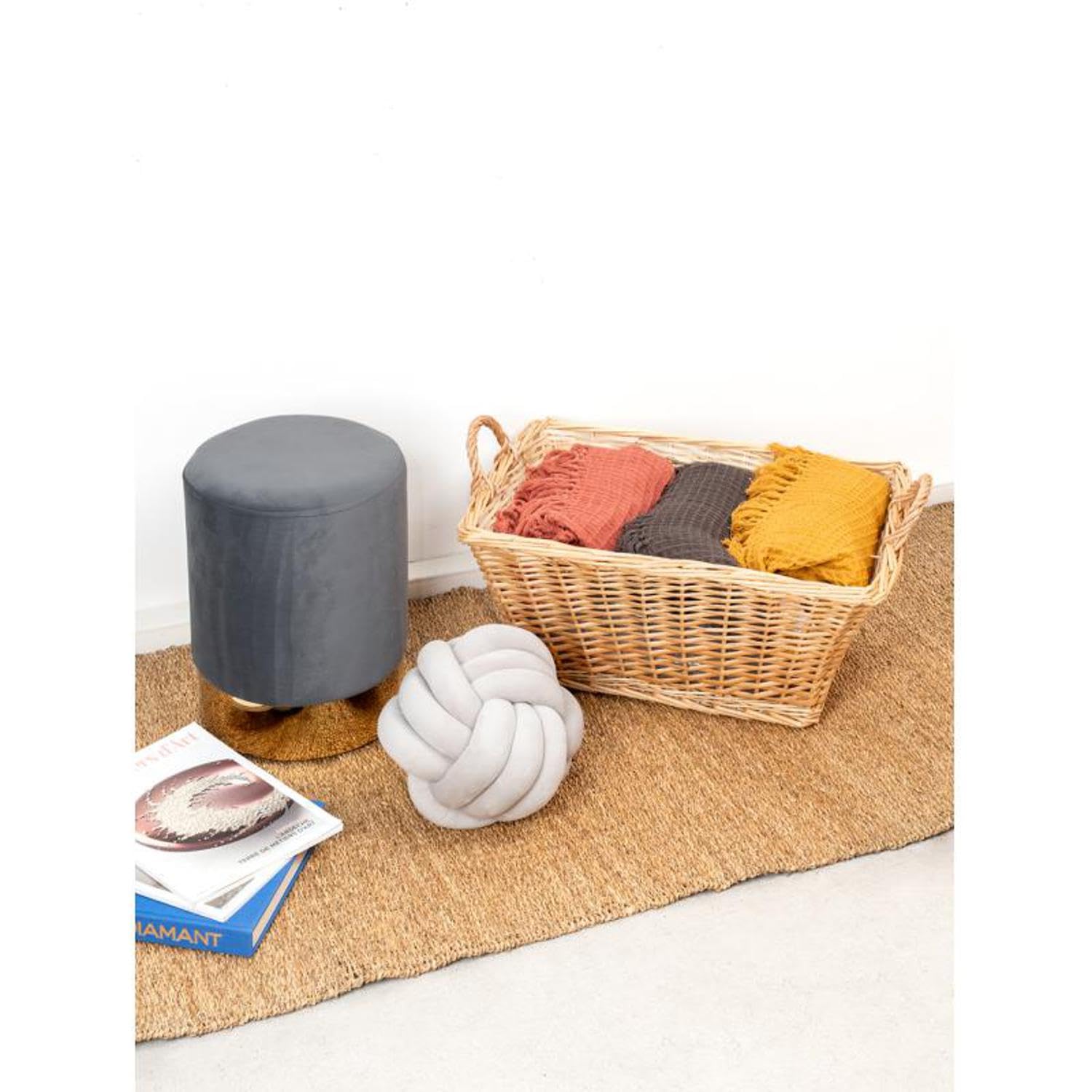 AUBRY GASPARD - Tapis en Jonc - 200 x 80 cm - Finitions 100% Naturel - Attaches en Nylon - Marron Clair - Entretien Facile - Design Épuré et Authentique pour Intérieur Élégant