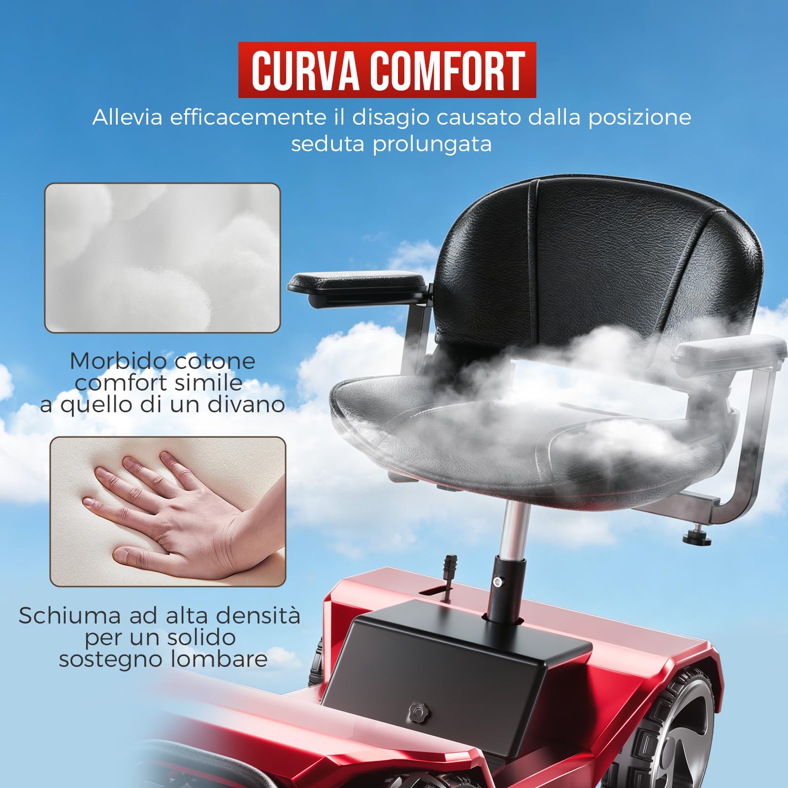 Monopattino pieghevole per anziani, sedia a rotelle elettrica alimentata nera, 4 ruote scooter per mobilità leggera per adulti, scooter per mobilità con sedile, scooter motorizzato da viaggio