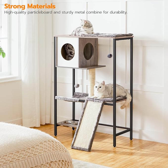 Árbol de gato HOOBRO multi-nivel con rascador y comederos miniatura 6