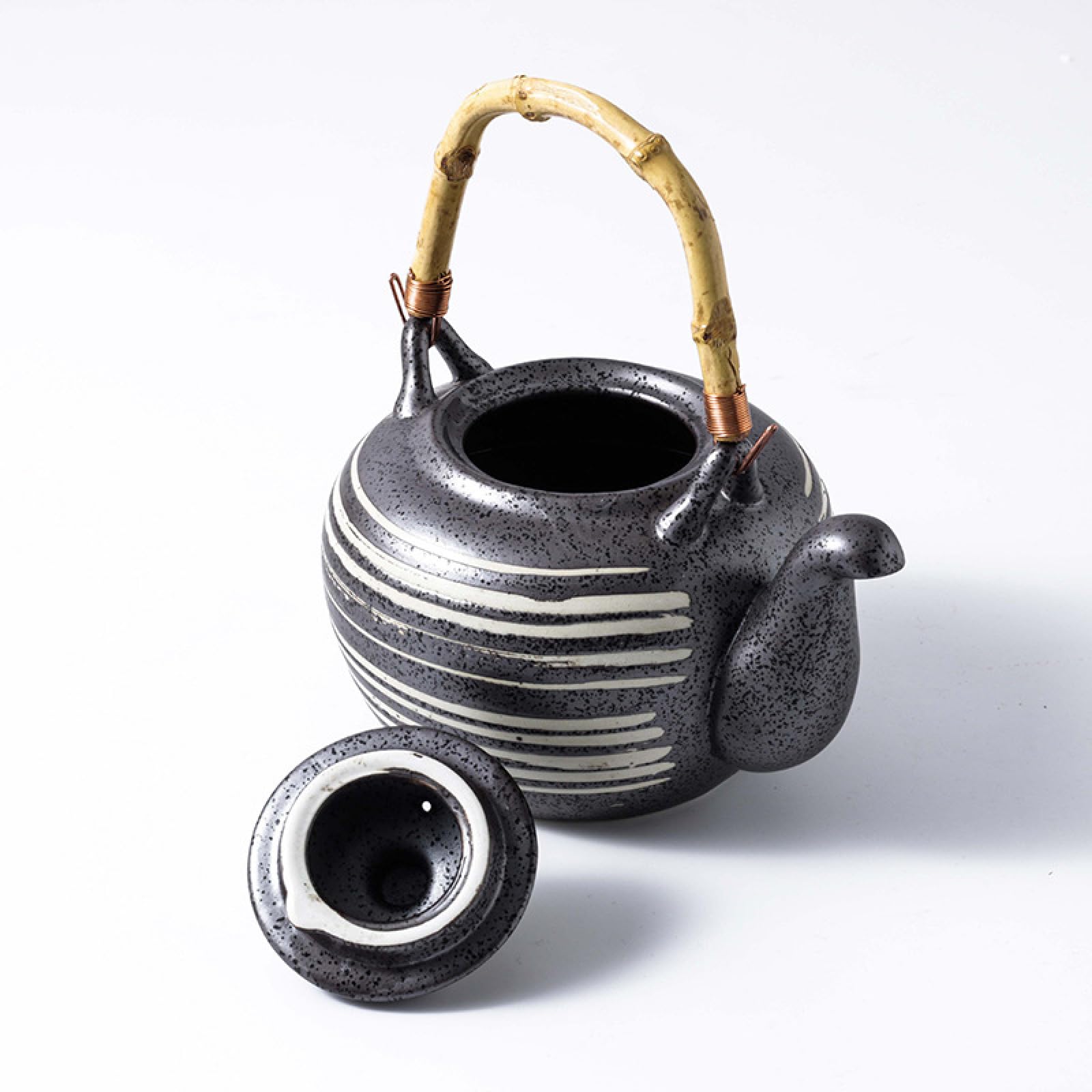 Teiera nera Kyusu Teiera con infusore per tè sfuso Teiera giapponese in ceramica con manico laterale per ufficio, casa, regali per bevitori di tè
